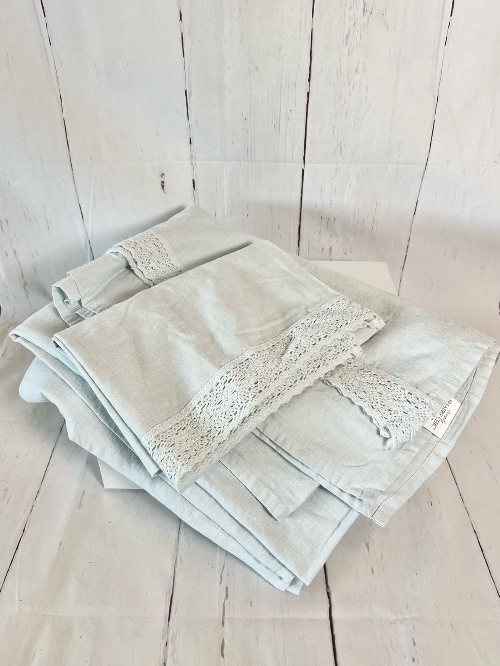 Simply Shabby Chic TWIN Linen Blend Flat Sheet with Matching Pillowcase